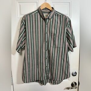 Brittania XL 100% Cotton Green Striped Button Down